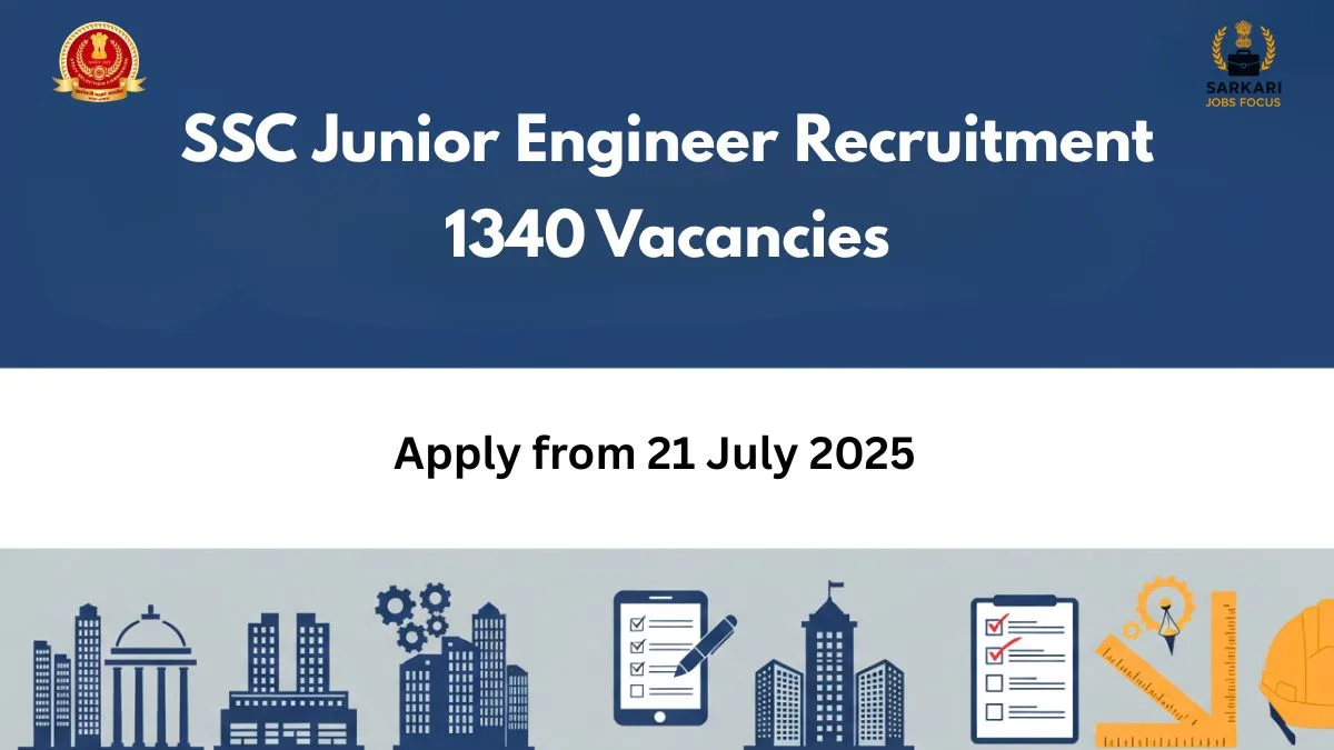 SSC Junior Engineer Recruitment 2025, Apply Online for 1340 Vacancies