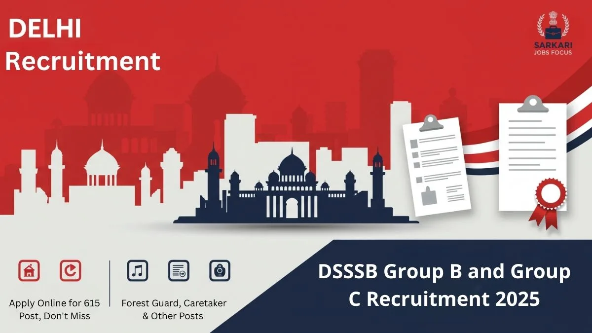 DSSSB Group B and Group C Recruitment 2025, Apply Online for 615 Forest Guard, Caretaker & Other Posts