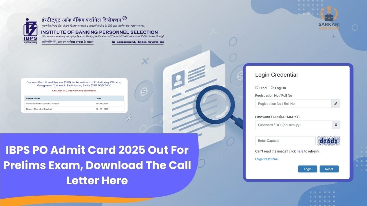 IBPS PO Admit Card 2025 Out For Prelims Exam, Download Call Letter Here @ibps.in