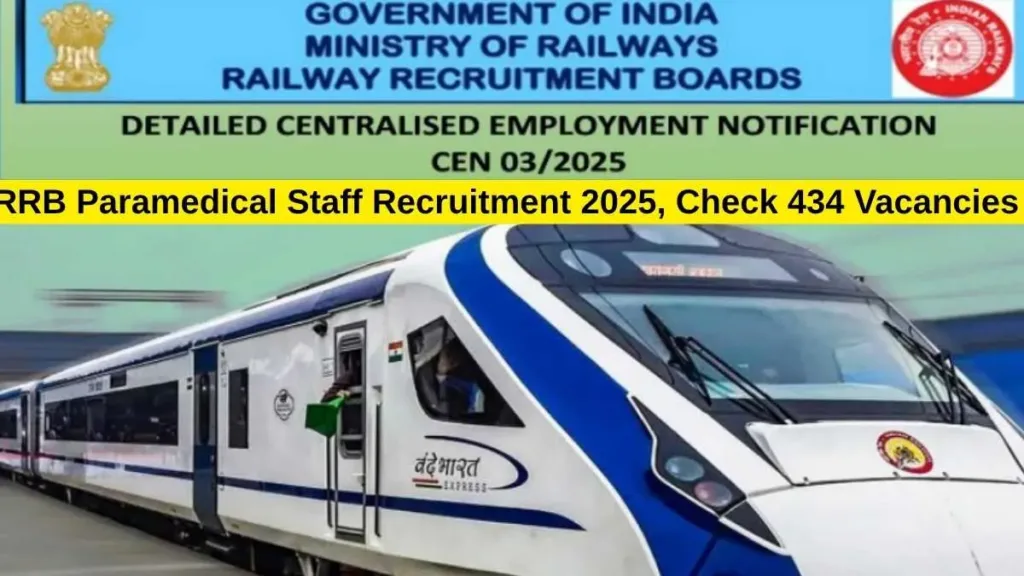 RRB Paramedical Staff Recruitment 2025, Apply Online for 434 Vacancies, Check Eligibility, Salary & Important Dates