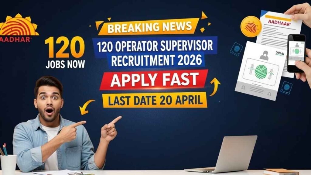 Aadhaar Operator Supervisor Recruitment 2026, Apply Online for 120 Posts